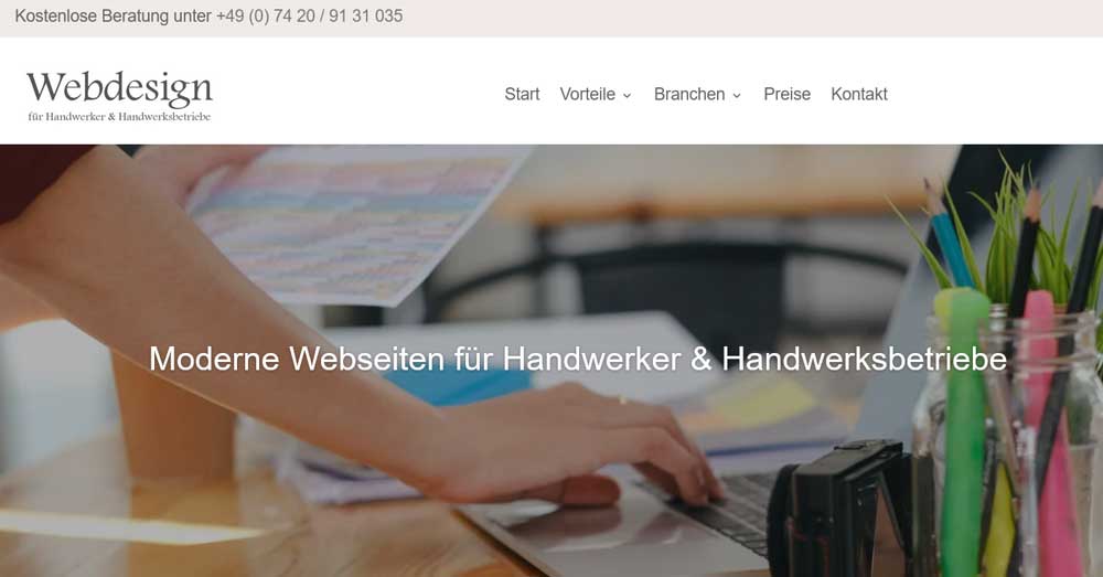 Webseiten für Handwerker & Handwerksbetriebe